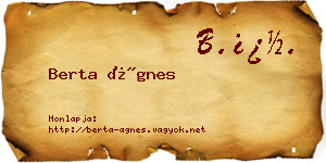 Berta Ágnes névjegykártya